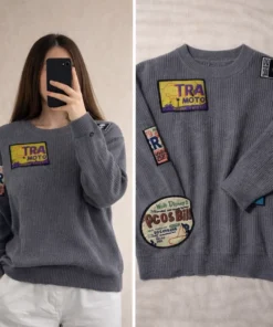 Urban Patchwork Knit Sweater – Grey Edition