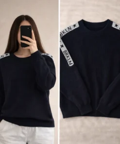 BRKLN Shoulder Stripe Knit Sweater – Navy Edition